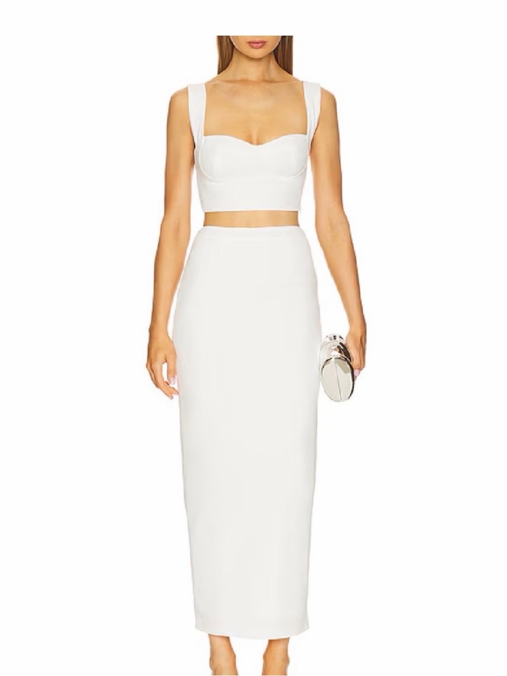 Revolve Superdown White Two Piece Maxi Skirt & Top Set